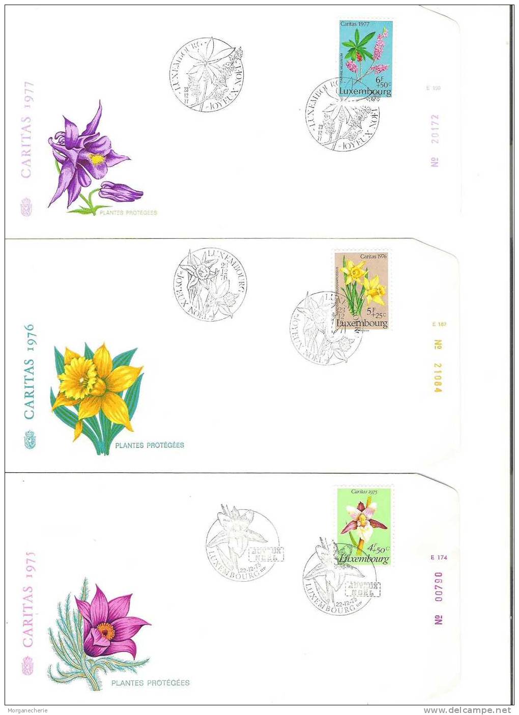 LUXEMBOURG, 1971-1979 CARITAS LOT 9 COVERS JOYEUX NOEL CHRISTMAS - Cartes Commémoratives