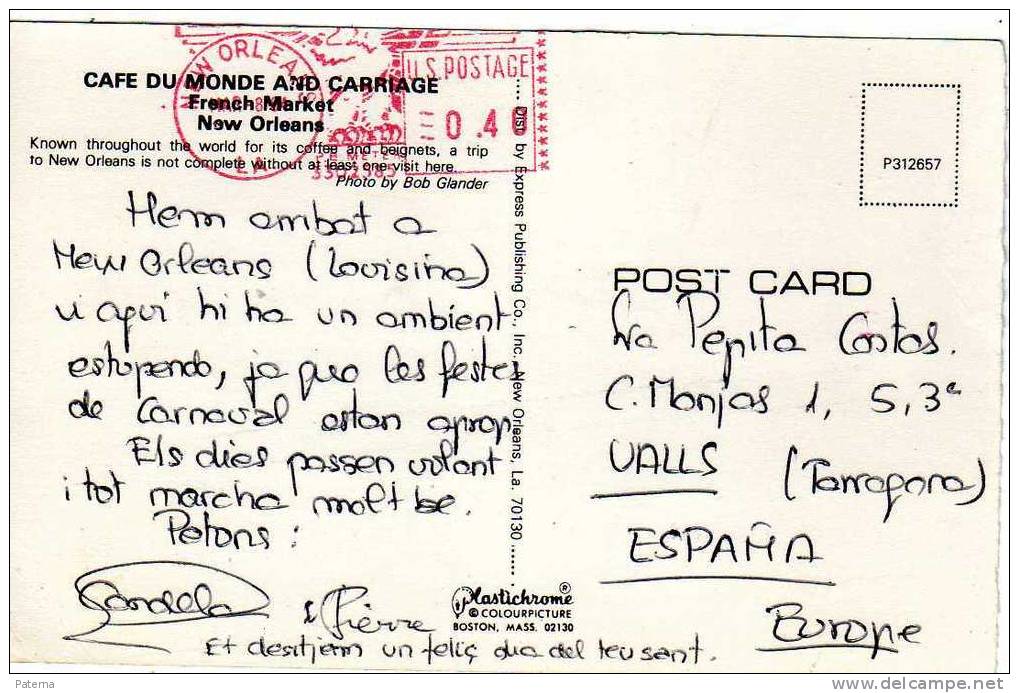 Postal , New Orleans,( Estados Unidos) 1984, Franqueo Mecanico. Post Card - Covers & Documents