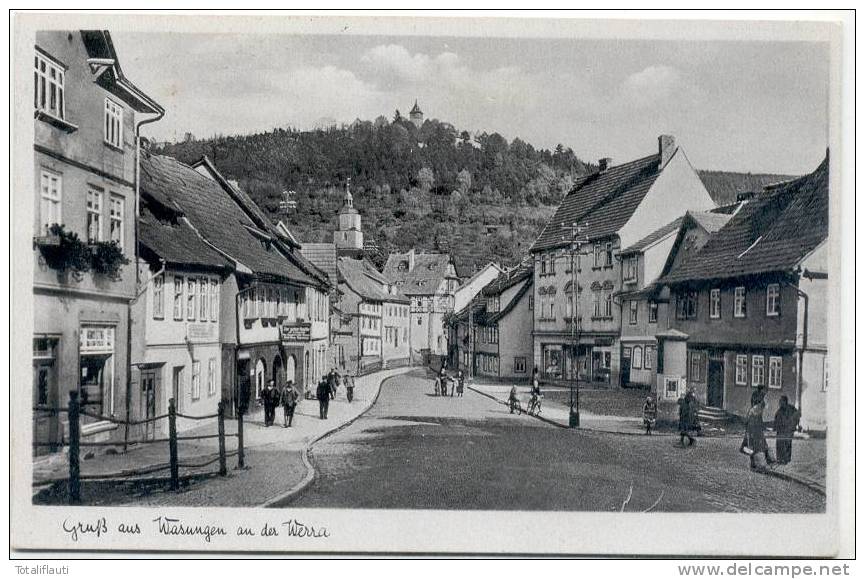 Wasungen Kreis Meiningen Belebt Straße Litfaßsäule Landpost Nebenstempel Mehmels über Wasungen 22.4.1941 Gelaufen - Wasungen