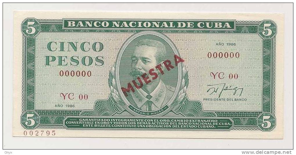 CUBA - 5 PESOS 1986 - SPECIMEN  NEUF / UNC - Kuba