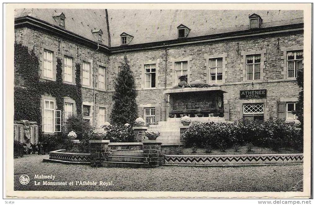 Malmedy,  Le Monument Et L´ Athénée Royal;  Souvenir De Mon Passage à L´Hotel....prachtig Poststuk - Malmedy