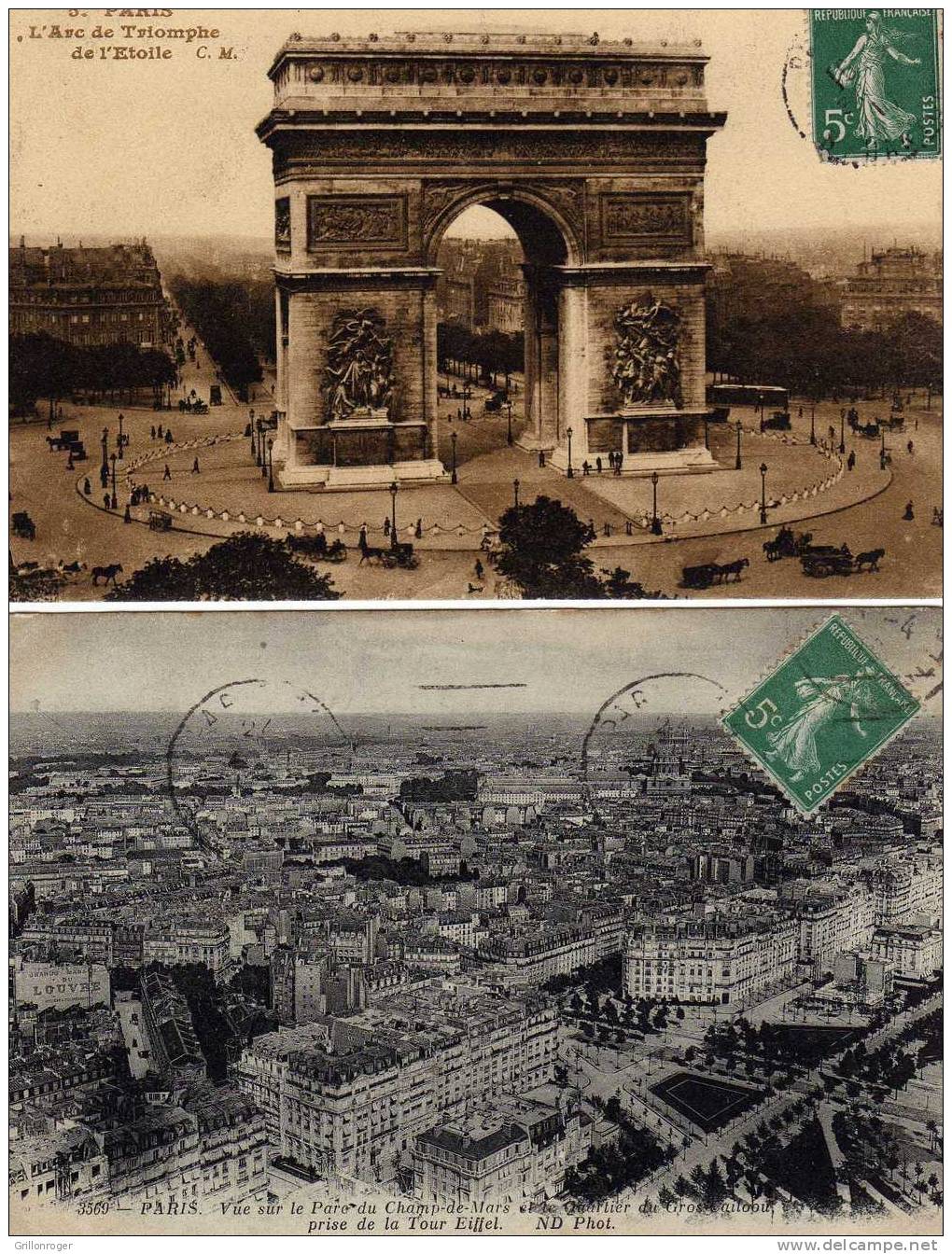 PARIS 1911 (vue Aérienne De La Tour Eiffel Et Arc De Triomphe) - Konvolute, Lots, Sammlungen
