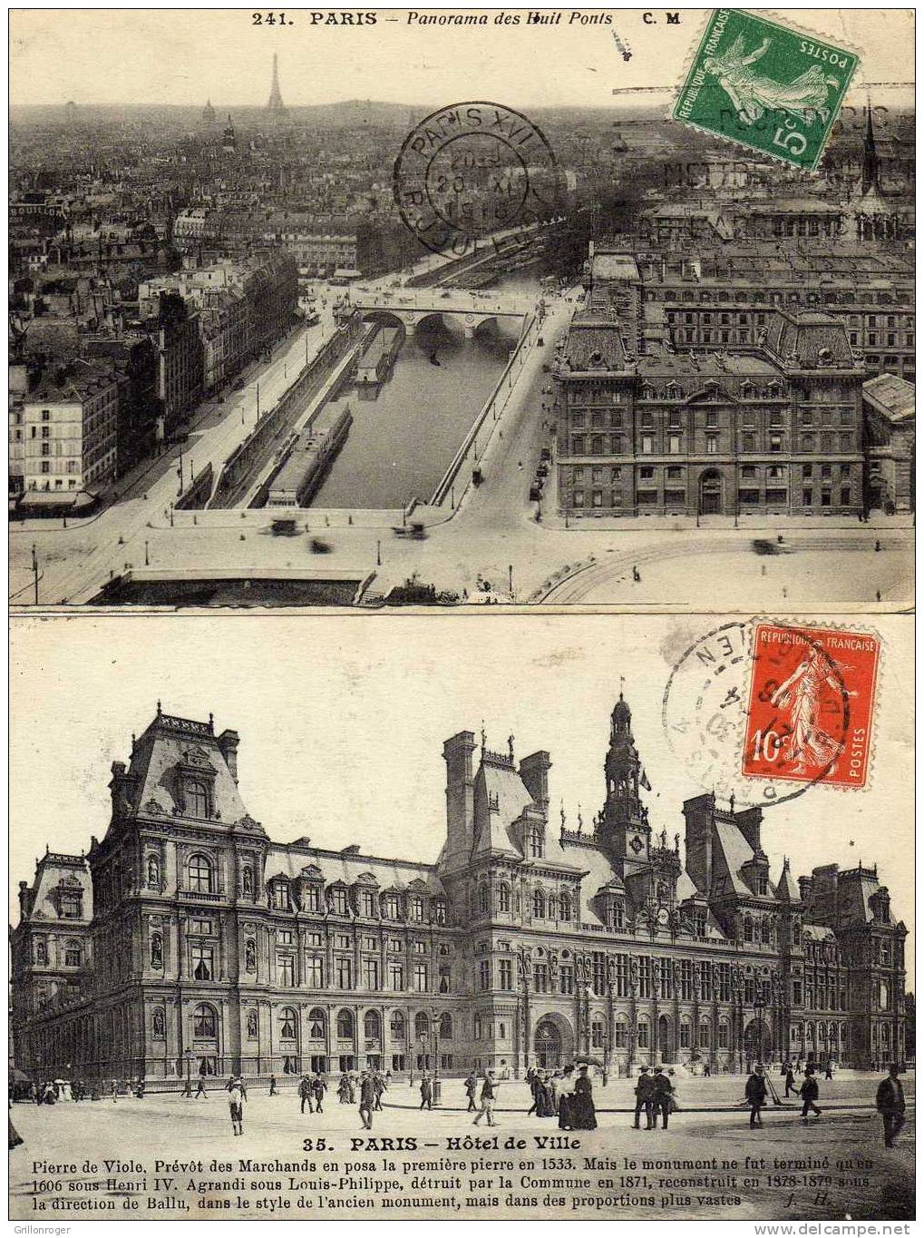 PARIS 1916 (vue Aérienne Des 8 Ponts Et Hotel De Ville) - Konvolute, Lots, Sammlungen