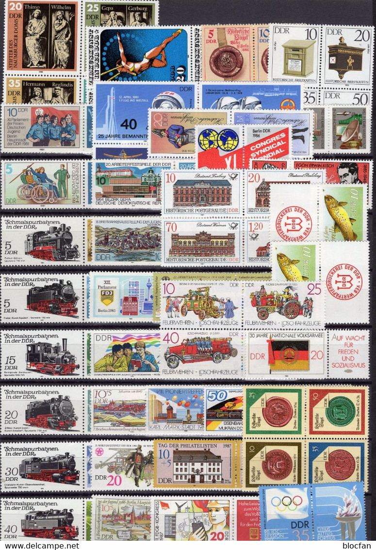 Paare/Streifen/Block+Marken DDR Sammlung ** 120€ Zusammendrucke Verschieden 1981-1988 Se-tenants Sheets Bloc GDR Germany - Verzamelingen (in Albums)