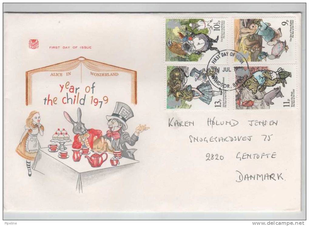 Great Britain FDC Complete Set Year Of The Children 11-7-1979 Sent To Denmark - 1971-1980 Em. Décimales