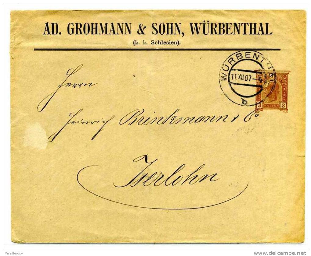 ENTIER POSTAL AUTRICHE / TIMBRE SUR COMMANDE / AD.GROHMANN  WURBENTHAL  SCHLESIEN - Stamped Stationery, Airletters & Aerogrammes