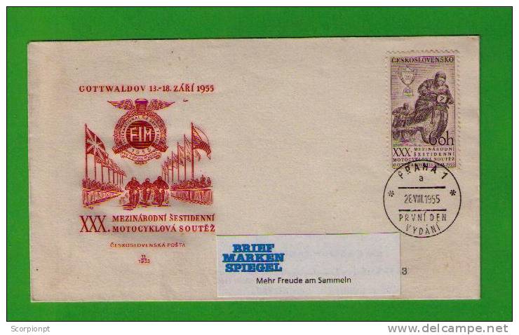 Moto 1955 FDC CesKoslovensko  Sp965 - Moto