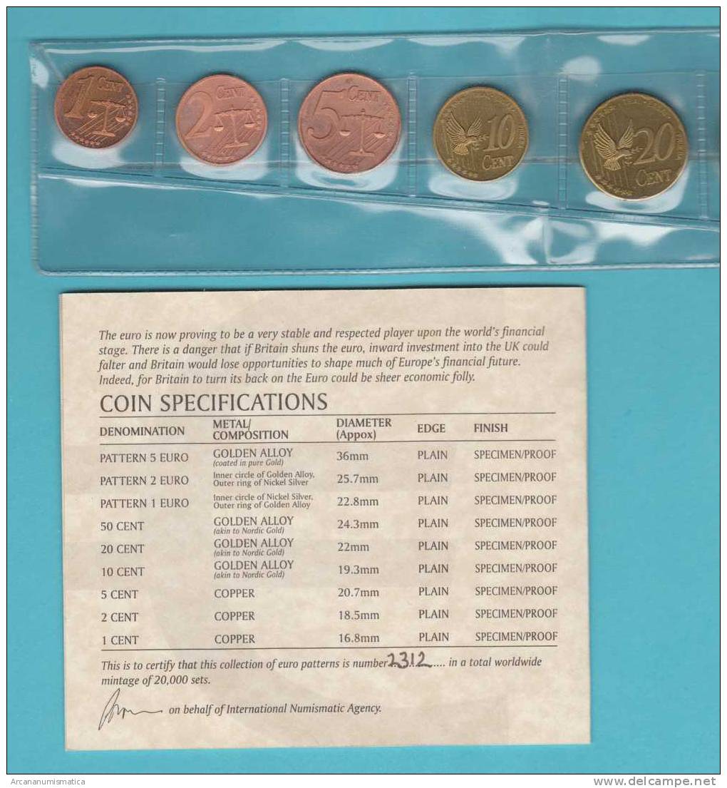 GRAN BRETAÑA 2002. PRUEBAS EURO 9 MONEDAS/COINS  SC/UNC (con Certificado)  DL-7157 - Essais Privés / Non-officiels