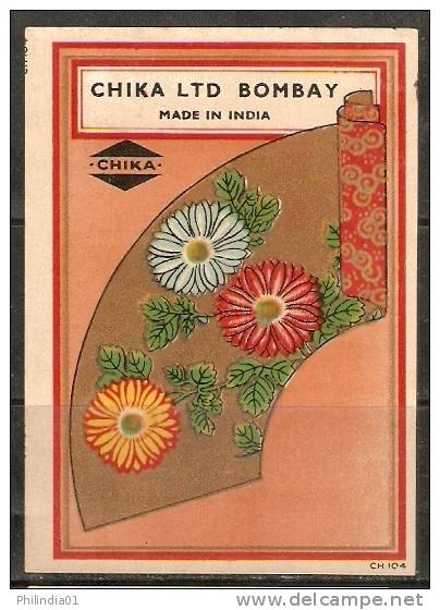 India 1940's Vintage Trade Chika Limited, Bombay Textile Lable Multi Coloured Flowers - Other & Unclassified