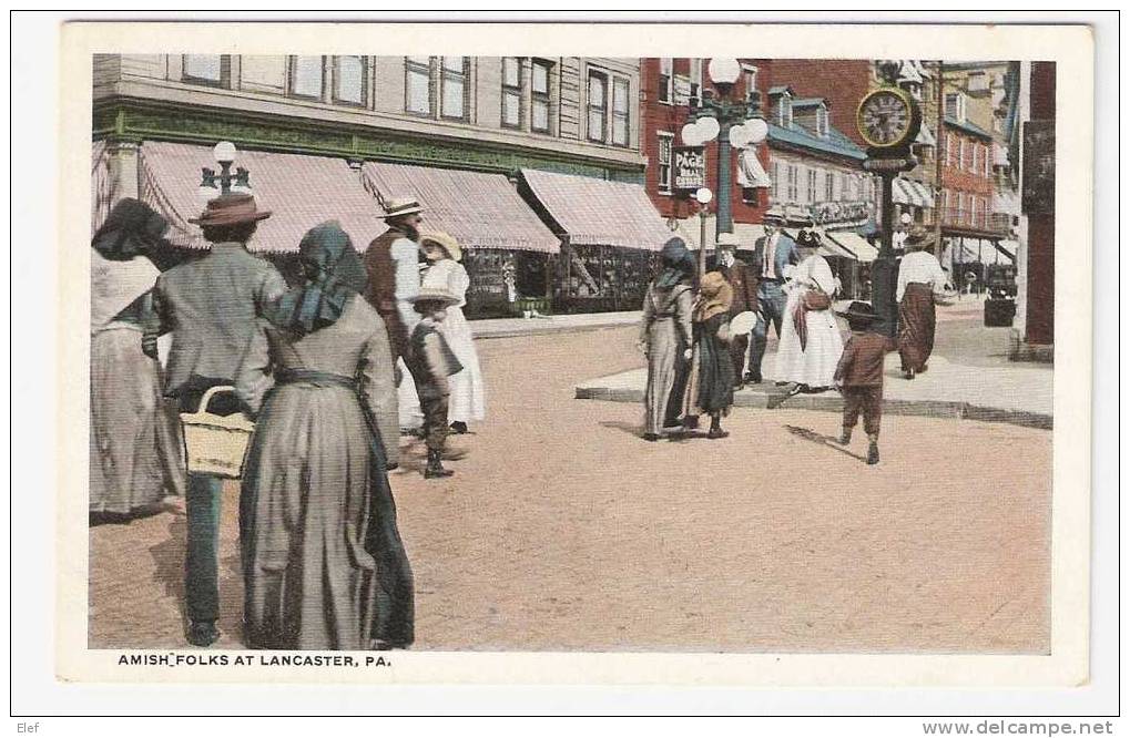 Amish Folks At LANCASTER, Pennsylvania , USA  ; Clock; Belle Animation ! RARE ! TB - Lancaster