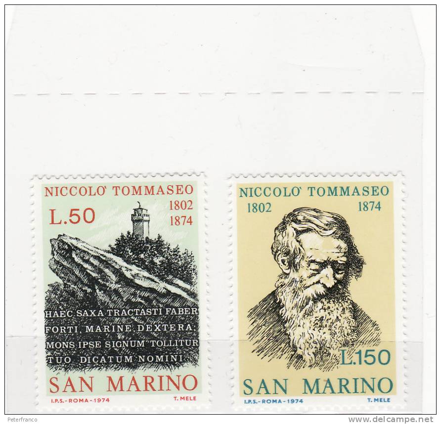 1974 San Marino - Niccolò Tommaseo - Unused Stamps