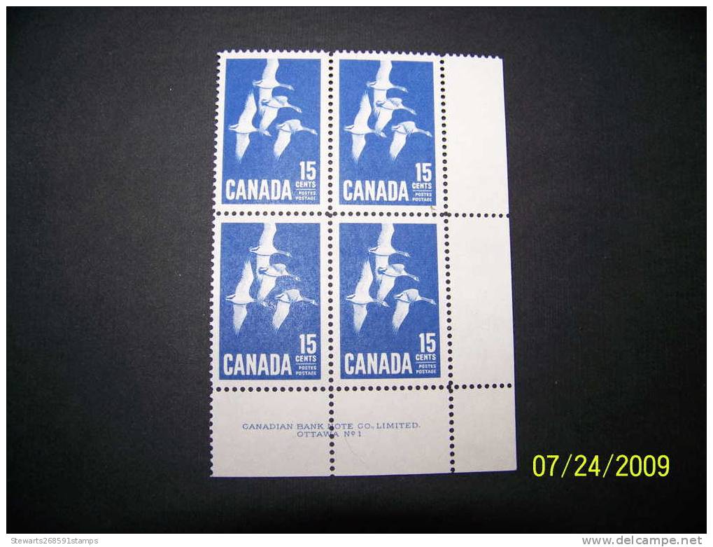 Canada - Goose  - 1963 -  Oct 30 -  LR  -  Plate Block MNH  - VF - Unused Stamps
