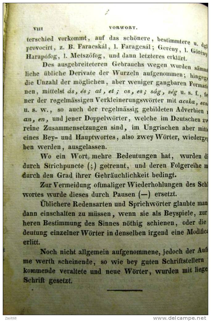 HUNGARIAN - GERMAN DICTIONARY   1838.