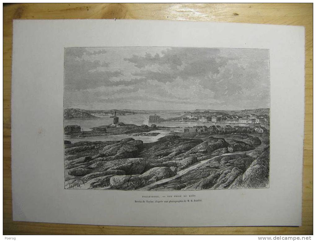 GRAVURE NORVEGE De 1879 - OSKARSBORG VUE PRISE DE KOON - NORWAY PRINT - DESSIN DE TAYLOR - OSCARSBORG - NORGE - Collections