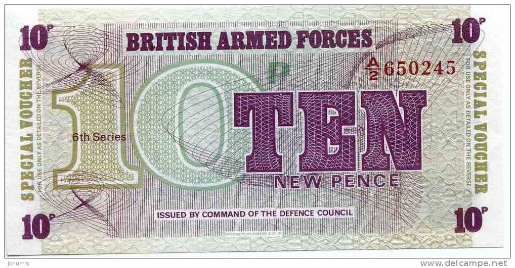 Grande Bretagne Great Britain Armed Forces 10 New Pence ( 1972 ) 6e Series UNC PM45a - British Armed Forces & Special Vouchers