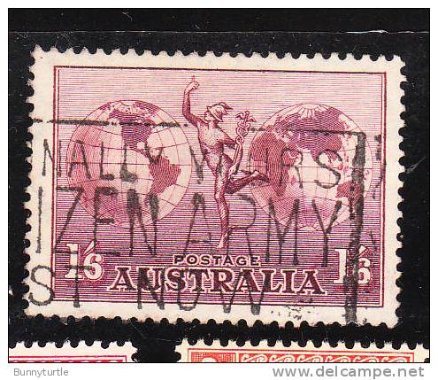 Australia 1934 Mercury & Hemispheres Air Post Stamp Globe Used - Gebraucht