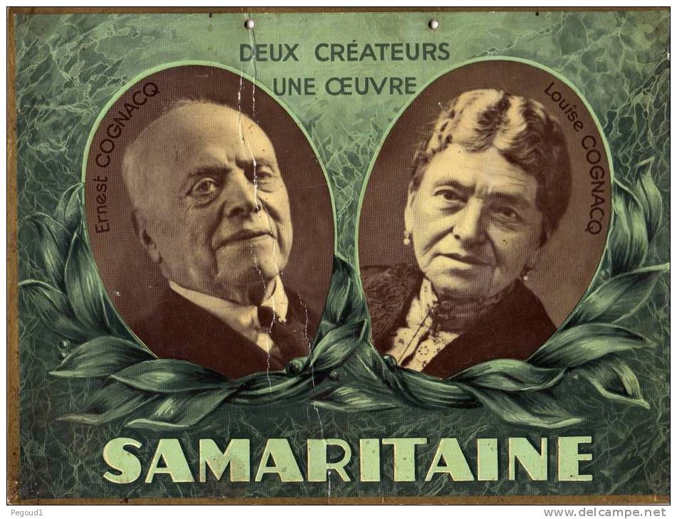 CARTON PUB. LA SAMARITAINE.PARIS. ERNEST ET LOUISE COGNACQ LES CREATEURS. - Plaques En Carton