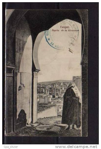 MAROC Tanger Porte De La Alcazaba, Animée, Cachet Troupes Au Maroc, Ed HM 42, 1911 - Tanger