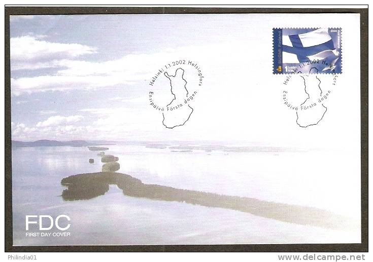 Finland 2002 National Flag Map Island View FDC # 8037 - Covers