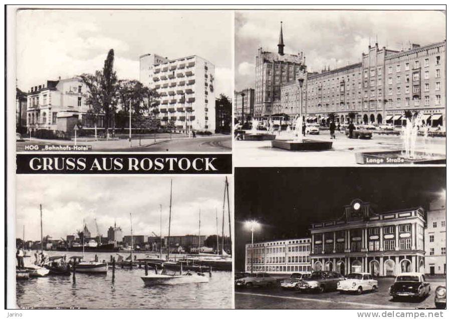 Deutschland, Rostock - Bahnhofs Hotel- Lange Strasse- Alten Hafen-Rathaus, Used 1969 - Rostock