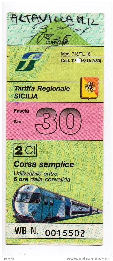 TARIFFA REGIONALE SICILIA / CORSA SEMPLICE  - FASCIA 30 KM - Europa