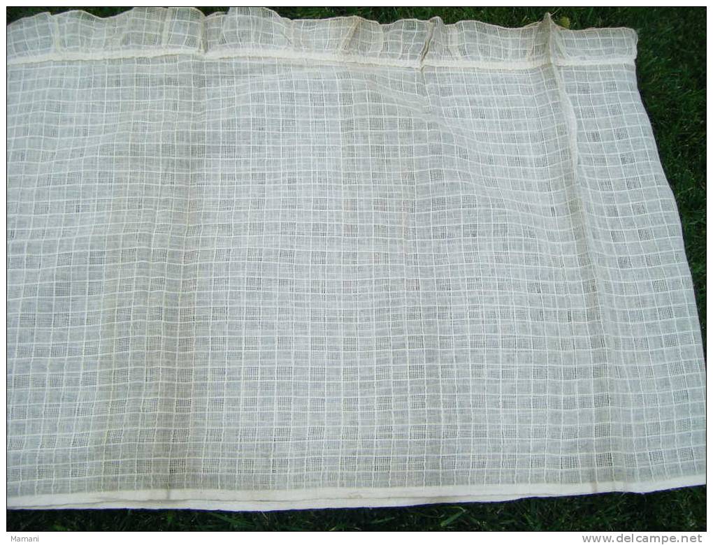 Piece De Tissu Ancien- Pour Rideau  Bonne Maman Ou Robe Pour Poupee - 182x64 A Volant Ecru  -jamais Utilise - Drapery