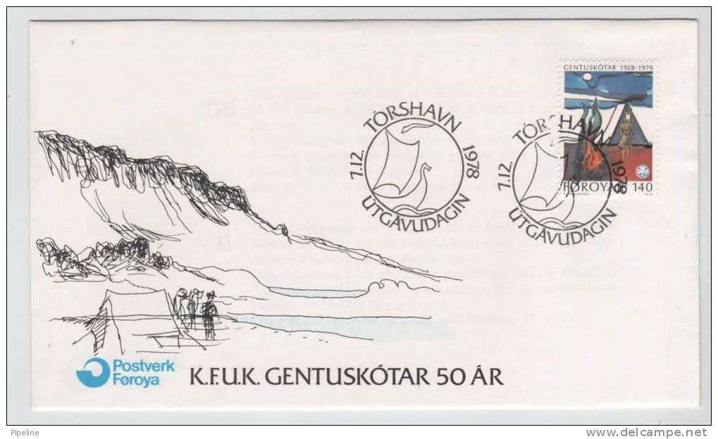 Faroe Islands FDC 7-12-1978 50th Anniversary Of Scouting Girls With Cachet - Other & Unclassified