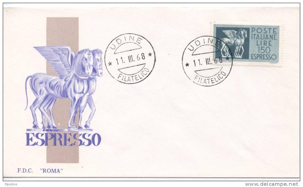 Italy FDC Express Stamp 11-3-1968 With Cachet - 1961-70: Oblitérés