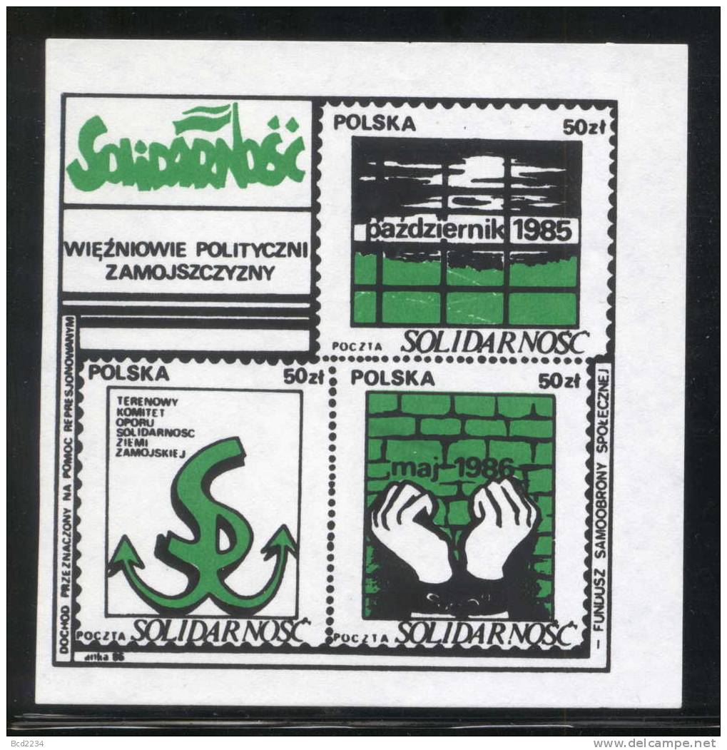 POLAND SOLIDARNOSC (FUNDUSZ SAMOOBRONY SPOLECZNEJ) 1986 POLITICAL PRISONERS ZAMOSC REGION MS LARGE  (SOLID0128/0815) - Solidarnosc Labels