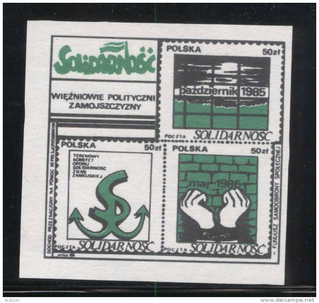 POLAND SOLIDARNOSC (FUNDUSZ SAMOOBRONY SPOLECZNEJ) 1986 POLITICAL PRISONERS ZAMOSC REGION MS SMALL  (SOLID0128/0815) - Solidarnosc Labels