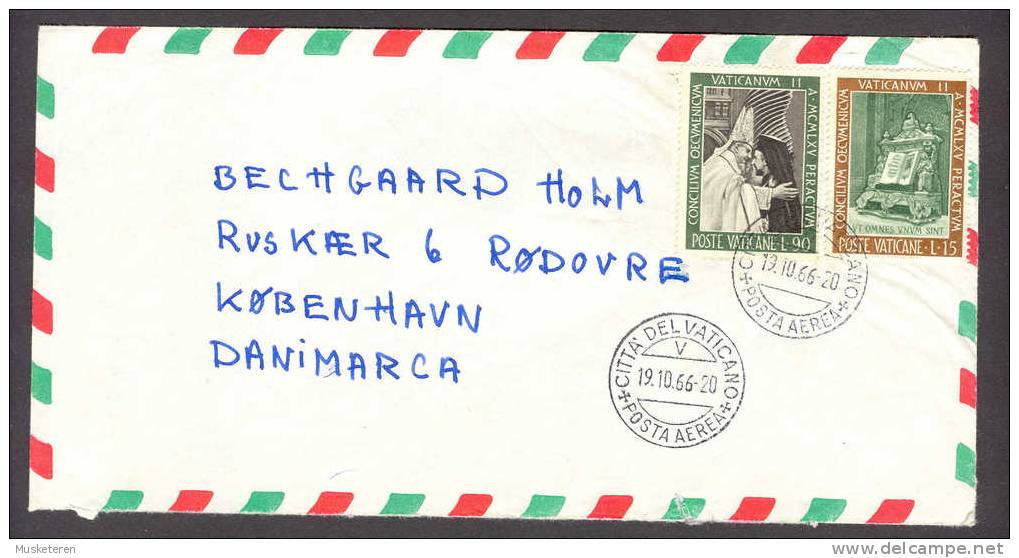 Vatican Citta' Del Vaticano Deluxe Posta Aerea Cancel Cover 1966 To Roedovre Danimarca - Poste Aérienne