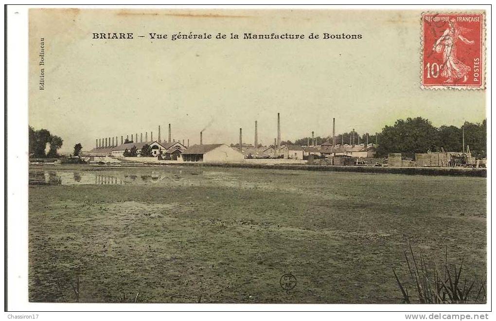45 - BRIARE  -  Vue Générale De La Manufacture De Boutons   - Colorisée - Briare