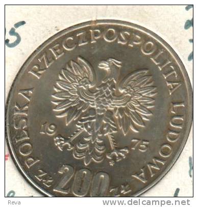 POLAND 200 ZLOTYCH  SOLDER ARMY 30YEARS WWII  FRONT  EAGLE BACK 1975 SILVER  UNC KM? READ DESCRIPTION CAREFULLY !!! - Poland