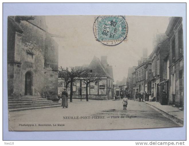 NEUILLE PONT PIERRE PLACE DE L EGLISE - Neuillé-Pont-Pierre