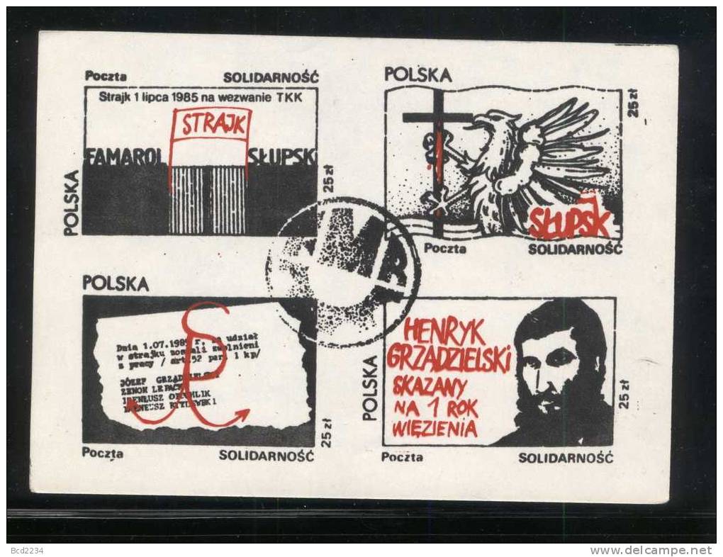 POLAND SOLIDARNOSC (POCZTA SOLIDARNOSC) 1985 TKK STRIKE HENRYK GRZADZIELSKI TYPE 1 MS CHALKY PAPER (SOLID0367/0293) - Solidarnosc Labels