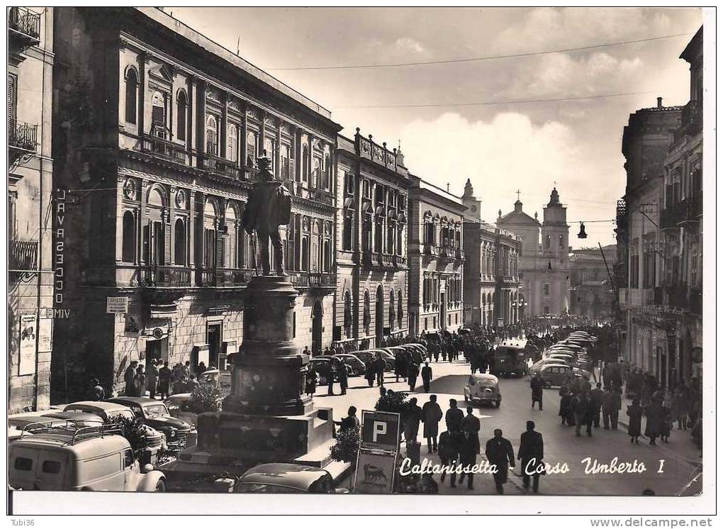 CALTANISSETTA - CORSO UMBERTO 1 - B/N  VIAGGIATA  1958 - ANIMATA E VETTURE D'EPOCA. - Caltanissetta