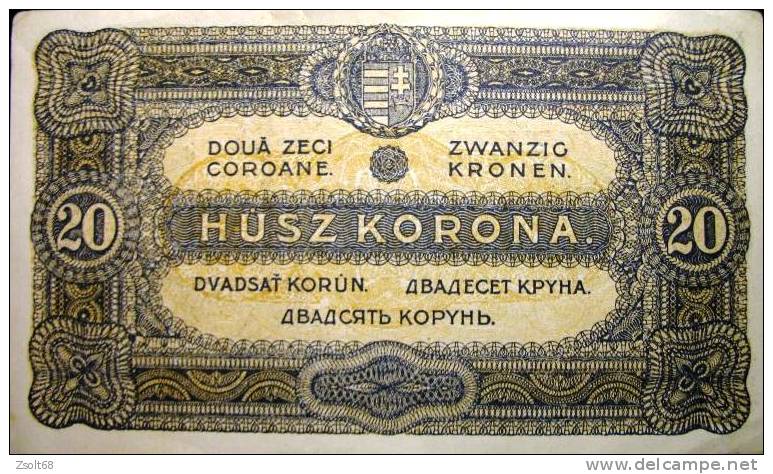 HUNGARY BANKNOTES  20  KORONA  1920. - Hungary