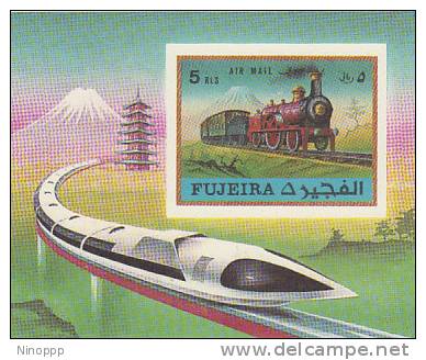 FUJEIRA-1972 Japan Railway Centenary Imperforated Souvenir Sheet MNH - Fujeira