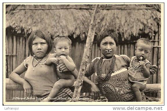 PANAMA -ref 07-different Indian Types On Azucar Island ,rep Of Panama - Theme Les Indiens - Carte Bon Etat - - Panama