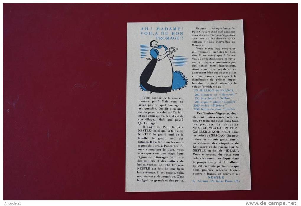 CHROMO & IMAGE PUBLICITAIRE CHOCOLAT PETER CAILLER & KOHLER NESTLé "GALA" LAIT IDEAL-CHANSON AU CLAIR DE LA LUNE - Sammlungen