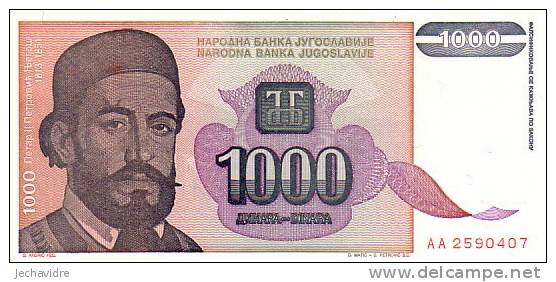 YOUGOSLAVIE   1 000 Dinara  Emission De 1994   Pick 140a    ***** BILLET  NEUF ***** - Yugoslavia