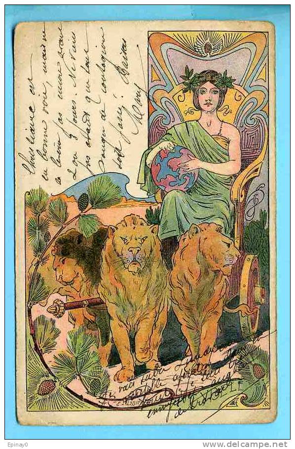 B - ILLUSTRATEUR - LESSIEUX  Louis - ART NOUVEAU  - CYBELE - DIEU - LION - Lessieux