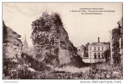 Lillebonne - L'Hôtel De Ville- Vue Prise Dans Les Ruines Du Thèatre Romain  Vers 1850 - Achat Immédiat - Lillebonne