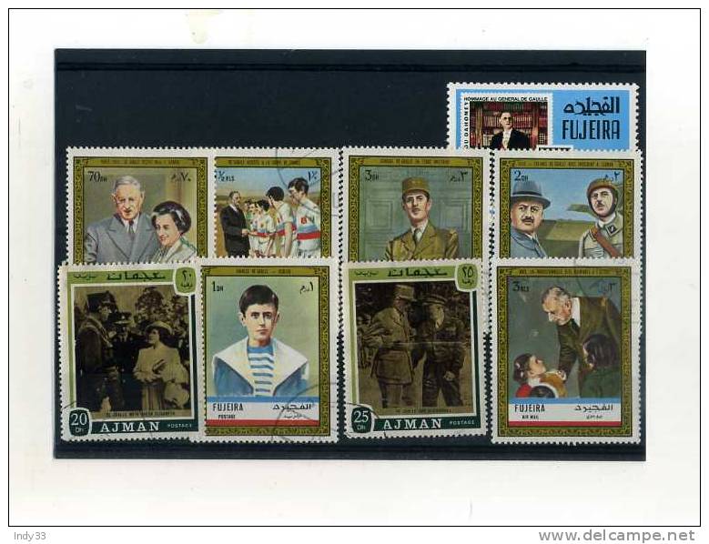 - ENSEMBLE DE TIMBRES SUR LE GENERAL DE GAULLE . PAYS DIVERS - De Gaulle (General)