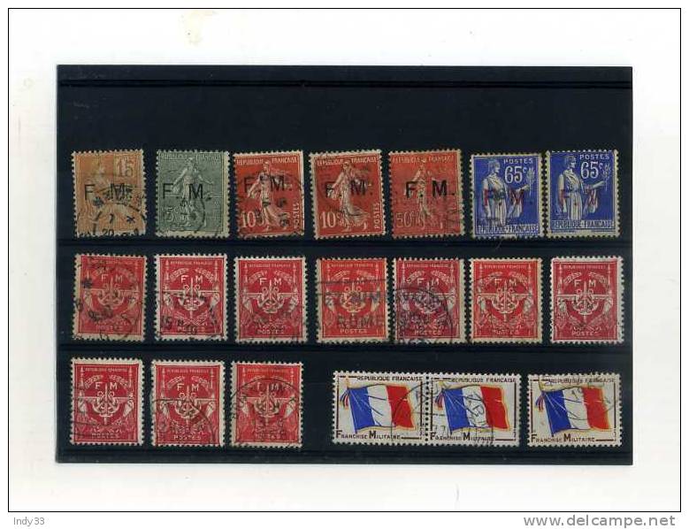 - ENSEMBLE DE TIMBRES DE FRANCE . FRANCHISE MILITAIRE - Militärische Franchisemarken