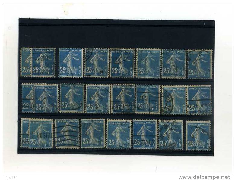 -  FRANCE 1945/55 . VARIANTES DU 25c SEMEUSE FOND PLEIN - Used Stamps