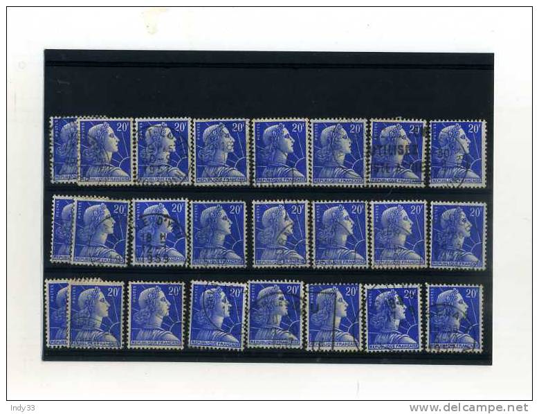 -  FRANCE 1945/55 . VARIANTES DU 20F BLEU MARIANNE DE MULLER - 1955-1961 Marianne Of Muller