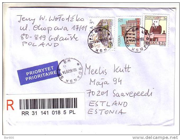 GOOD " REGISTERED " Postal Cover POLAND To ESTONIA 2009 - Good Stamped - Covers & Documents