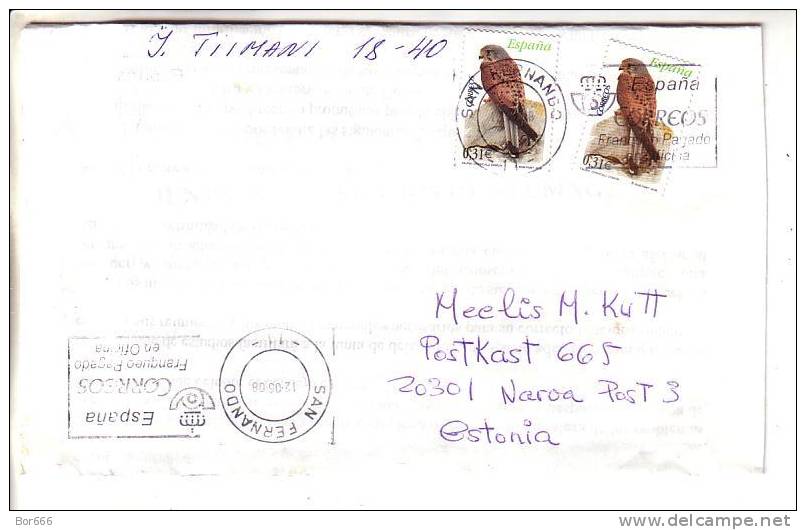 GOOD Postal Cover SPAIN To ESTONIA 2008 - Good Stamped: Birds - Covers & Documents