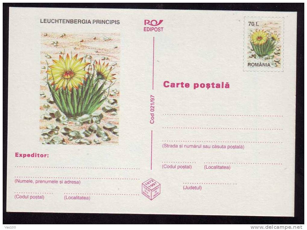 ROMANIA 1997 Entier Postaux Stationery POSTCARD,with Cactusses,cactus. - Cactusses